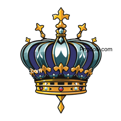 A blue and gold crown design, suitable for use in SVG and PNG formats, showcasing elegance and royalty