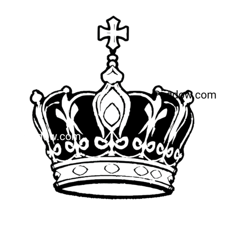 A black and white illustration of a crown, showcasing intricate details in a minimalist design