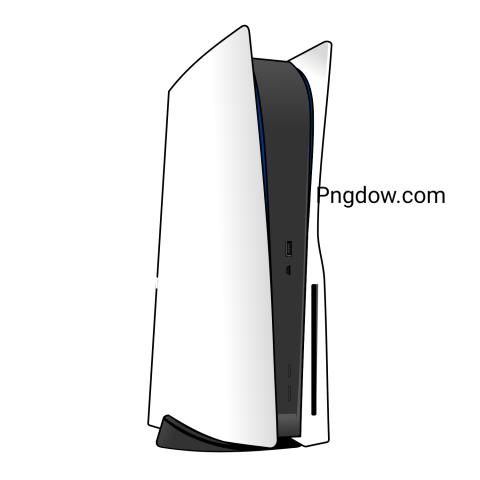 sleek white and black computer featuring a distinctive blue stripe, resembling a PS5 design