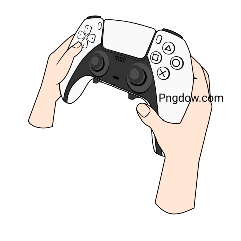 A hand gripping a PS5 video game controller, showcasing the device's sleek design and modern features