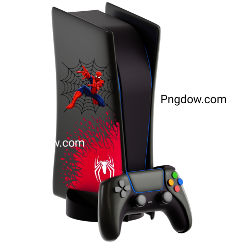 A Spider Man themed PS5 controller featuring a vibrant red light, showcasing its unique design and gaming appeal