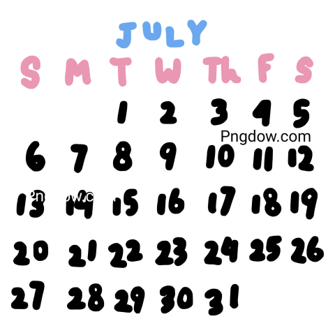 calendar July 2025 png