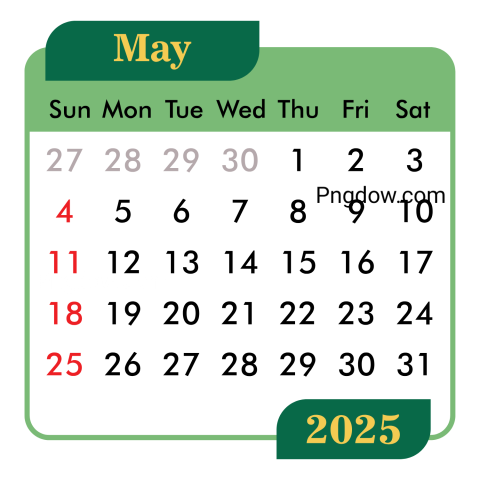 May calendar 2025