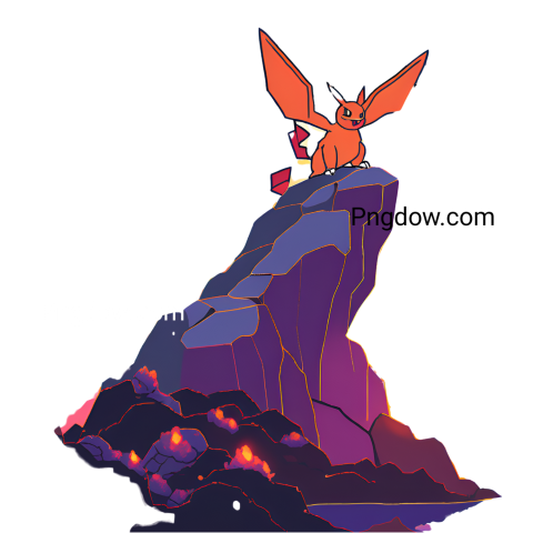 A cartoonish Pokémon perched on a rock, showcasing vibrant colors and playful design in SVG and PNG formats