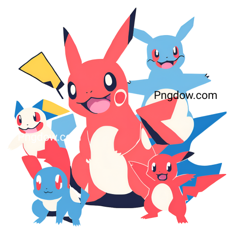 colorful Pokémon family illustration by joshuapokemon, featuring various Pokémon in SVG and PNG formats