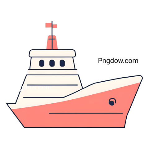 A ship with a red and white flag on top, Ship PNG