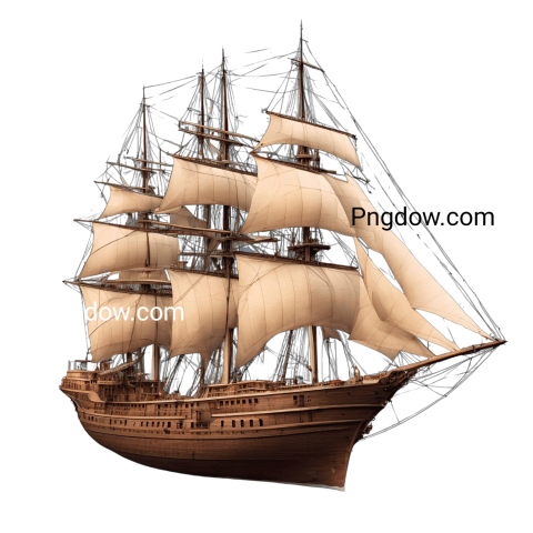 A 3D rendering of a tall ship on a transparent background
