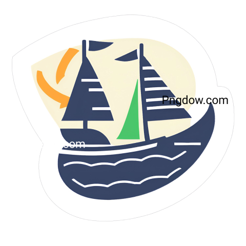 Sailboat sticker on the ocean, Ship PNG