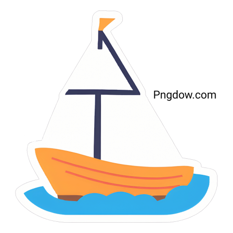 A sailboat sticker on the ocean, Ship PNG