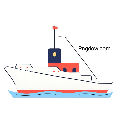 White and red boat floating in ocean, Ship PNG
