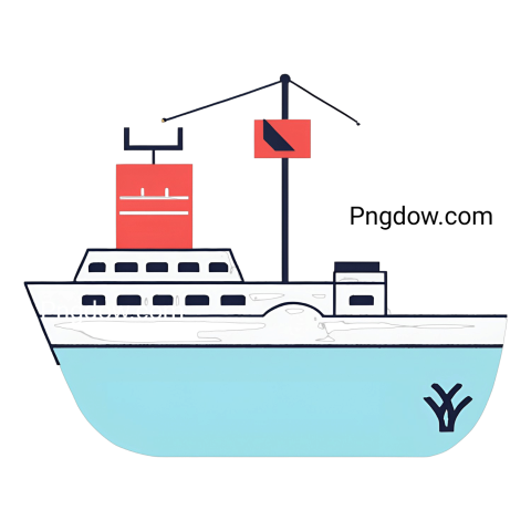 Cartoon boat with flag on it, Ship PNG