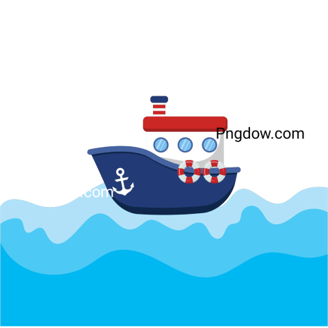 Cartoon boat with anchor, Ship PNG for free