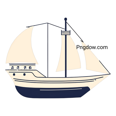 Ship PNG of a sailboat against a black backdrop