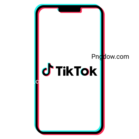 A smartphone illuminated by a vibrant neon light, featuring the TikTok logo in a transparent vector design