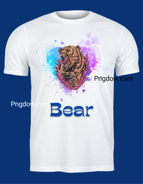 White & Blue Modern Bear T Shirt, SVG template for Free