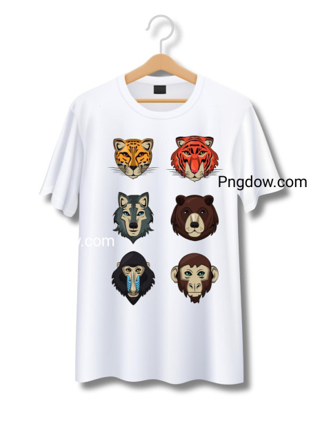 Wild Animals Heads Cartoon t shirt design digital