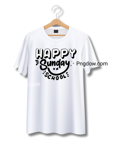 Happy Sunday school motivational quote for cards design, printable, t shirts