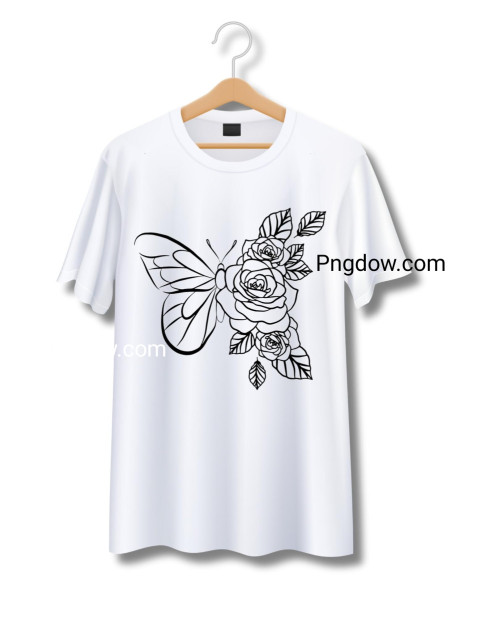 Butterfly and flower bloom print, t shirt design