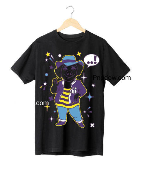Hipster Funky Goofy Pig Cartoon T Shirt Design