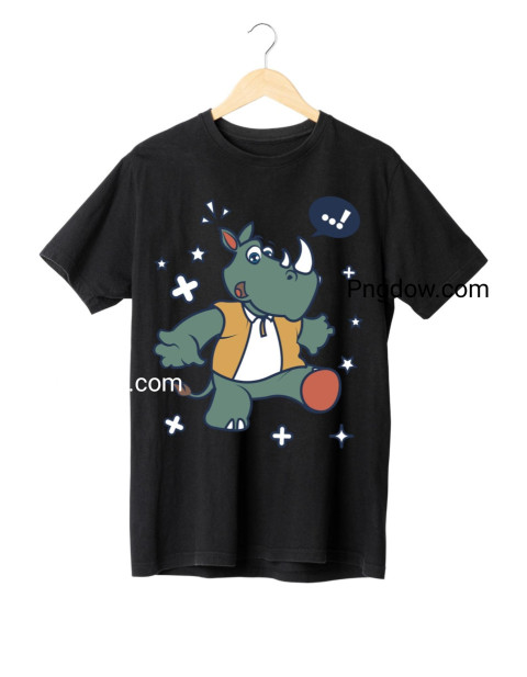 Funky Hipster Rhino Cartoon Sticker T Shirt Design