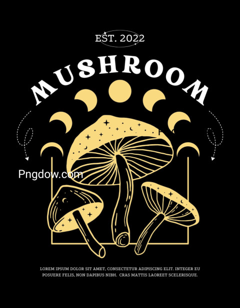 Black and Yellow Illustrated Mushroom T Shirt
