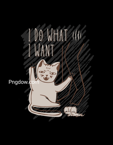 Black Cream Brown Hand Drawn Cat I Do What I Want T Shirt