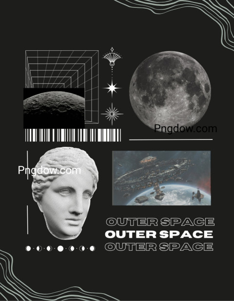 Black and White Modern Bold Outer Space T Shirt