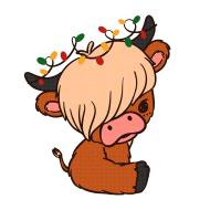 Baby Highland cow with Santa hat Christmas sticker Png, (1)