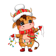 Baby Highland cow with Santa hat Christmas sticker Png, (4)