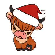 Baby Highland cow with Santa hat Christmas sticker Png, (6)