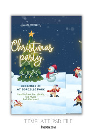 Blue and White Playful Christmas Party Invitation