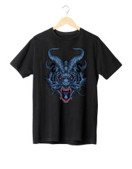 Blue tiger with horns illustration, t shirt Design