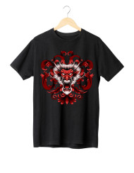 Dragon head vector illustration with baroque ornament, t shirt Design