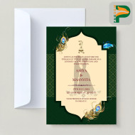 Exquisite Wedding Invitation Card, Premium Vector with Adorable Indian Couple and Floral Design