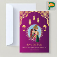 Exquisite Wedding Invitation Card with Adorable Indian Couple | Premium Vector
