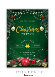 Green and White Modern Christmas Eve Party Invitation