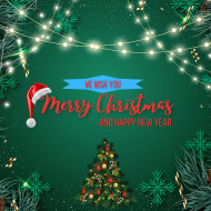 Green White Modern We Wish You Merry Christmas Billboard Square   template