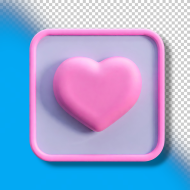 Heart circle button pink 3d icon SVG isolated cutout