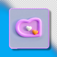 Heart circle button pink 3d icon SVG isolated cutout