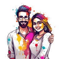 Indian Festival Holi Colors, Holi PNG, holy couple PNG image, (4)