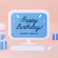 Premium Blue and Pink 3d Happy Birthday Instagram Post