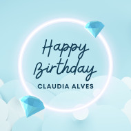 Premium Blue and White Neon 3d Happy Birthday Instagram Post
