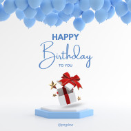 Premium Blue & White 3d Minimalist Birthday Greeting Instagram Post