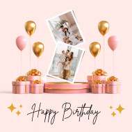Premium Pink & Gold 3D Happy Birthday Instagram Post