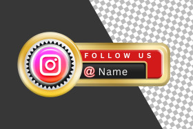 Premium PSD | Banner iconinstagram follow me label 3d renderTransparent Background
