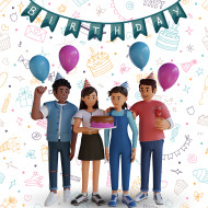 Premium Vector | 3D Happy birthday greeting card