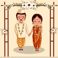Premium Vector | Cute indian bride and groom in traditional dress cartoon