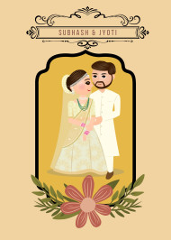 Premium Vector | Cute indian wedding couple for invitations card, svg