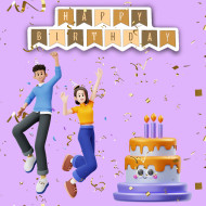 Premium Vector, Happy birthday greeting card 3D