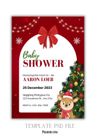 Red and White Vector Christmas Baby Shower Invitation